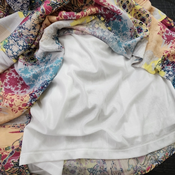 Reba Vintage Boho Patchwork Multi Print Bell Sleeve Midi Dress Med Garden Girl - Picture 11 of 13